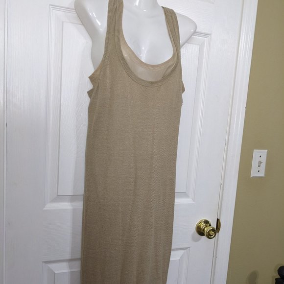 Brochu Walker RARE Layered Linen Tan Sleeveless Sweater Maxi Dress - size S - Picture 6 of 15